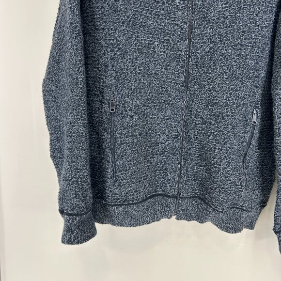 Banana Republic Mens Cotton Wool Black Gray Zip Front Cardigan Sweater Sz Large - Picture 3 of 12